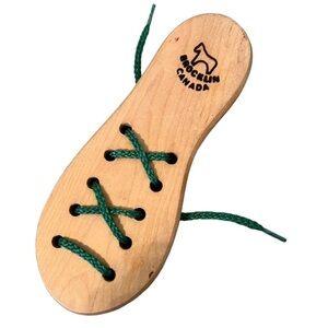 Vintage Brocklin Toys Handmade Wooden Lacing Shoe